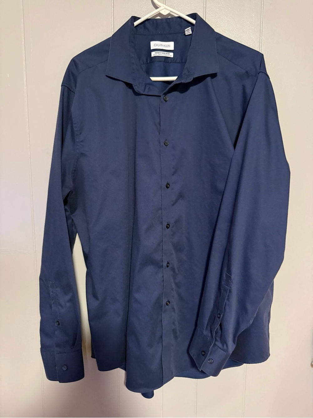 Men’s Calvin Klein Infinite Non Iron Stretch Navy Dress Shirt 2xl 18 34/35